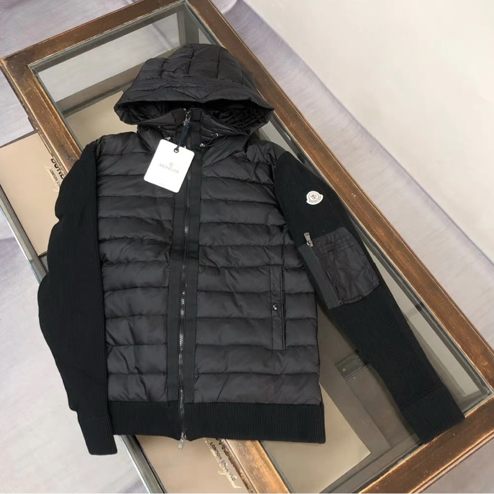 Moncler men’s wool stitching hooded knitted jacket